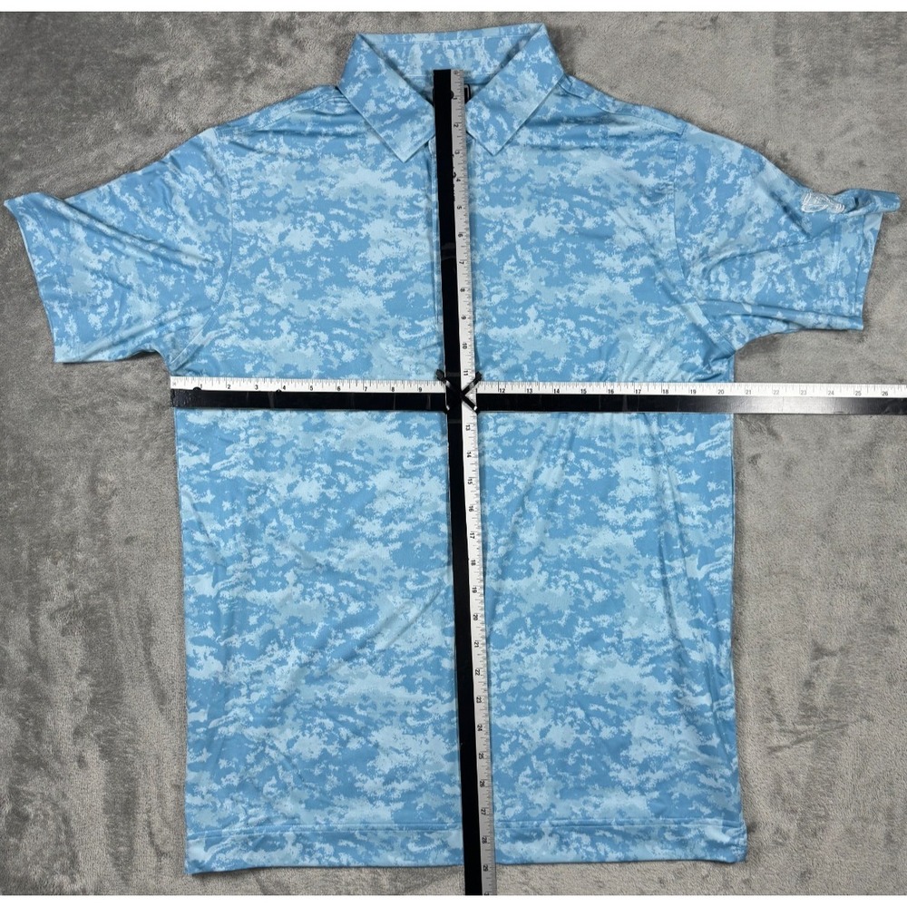 FootJoy Athletic Fit Golf Polo Shirt Mens M Blue Digital Camo Stretch 29095 - Picture 2 of 10